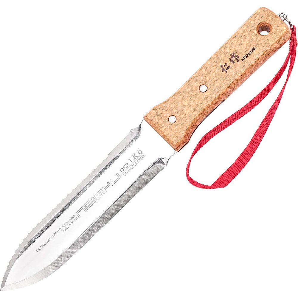 Nisaku NJP651 Hardened HRC58 Hori Hori with Leather Sheath, view 2